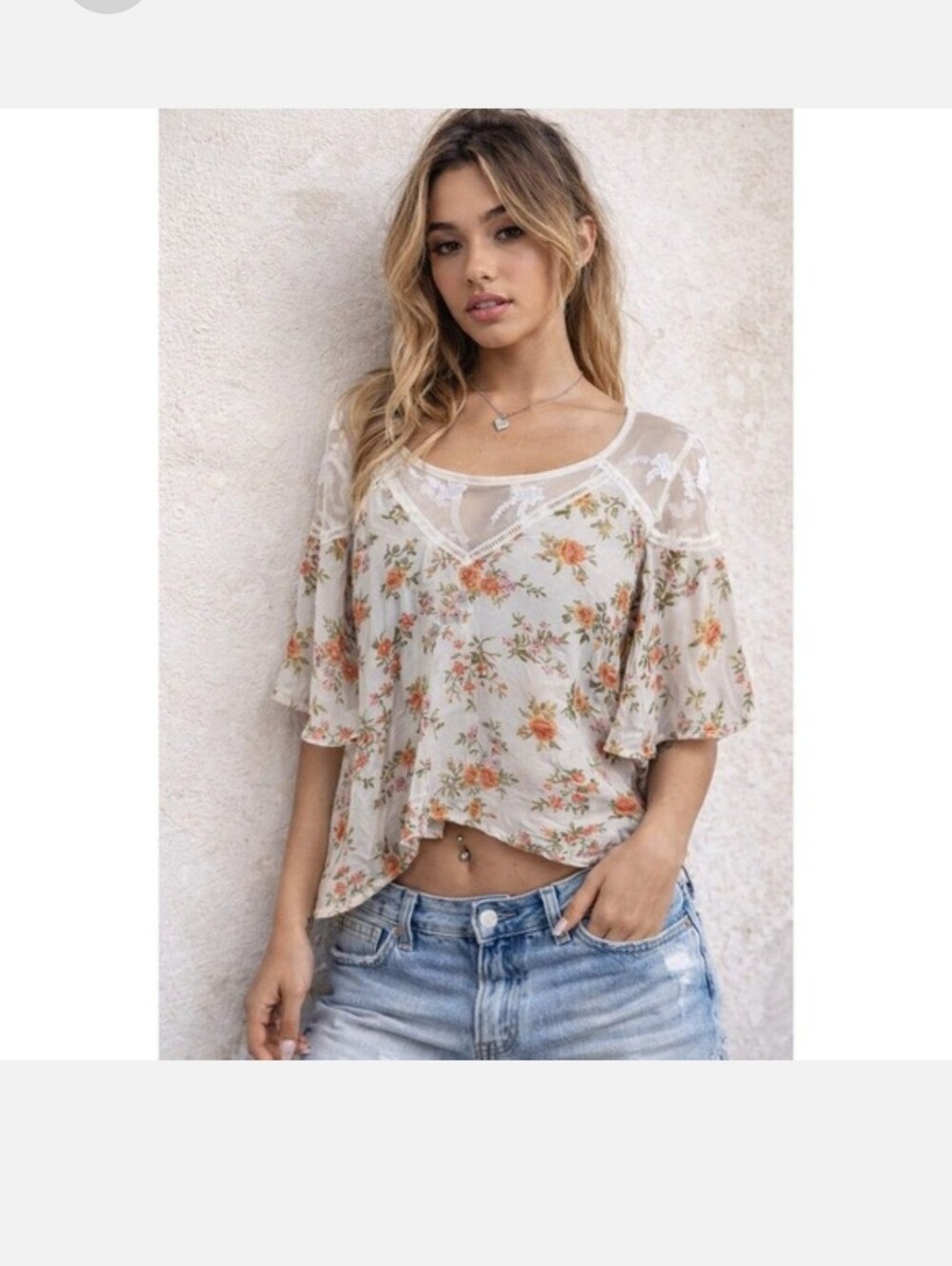 Cottagecore Floral Lace Trim Blouse